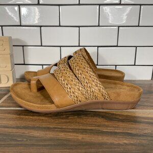 BareTraps Jonelle Shoes Womens Size 6.5 Caramel Weave Toe Loop Slide Sandal